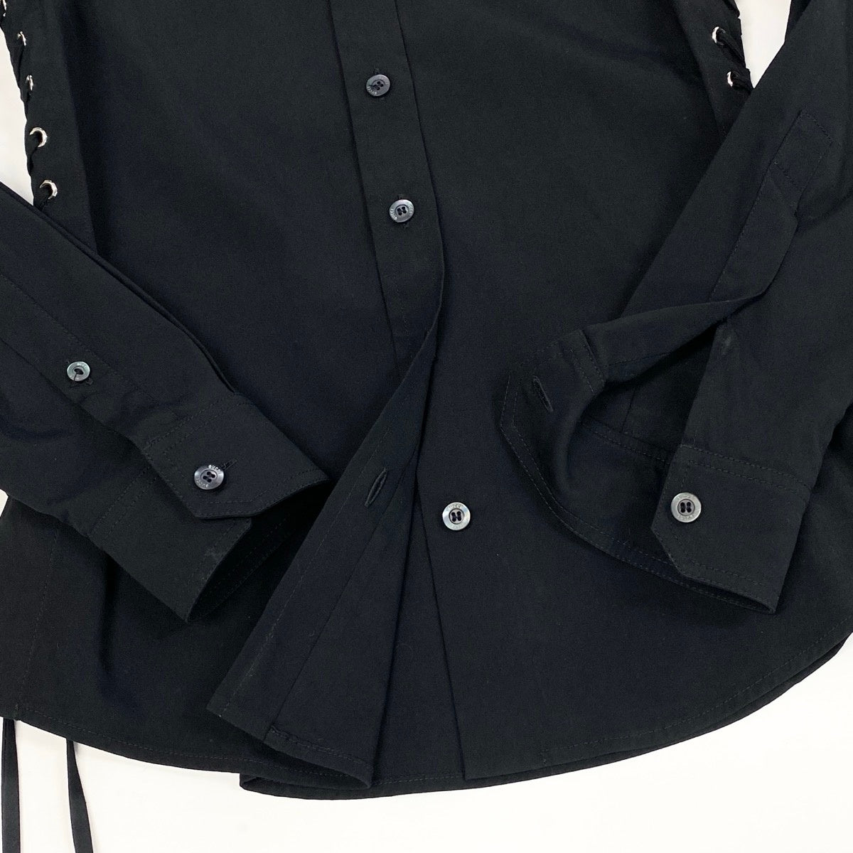 Ee19 GUCCI グッチ サイドレースアップ 長袖シャツ ストレッチ サイズ36 ブラック レディース 女性服u02t