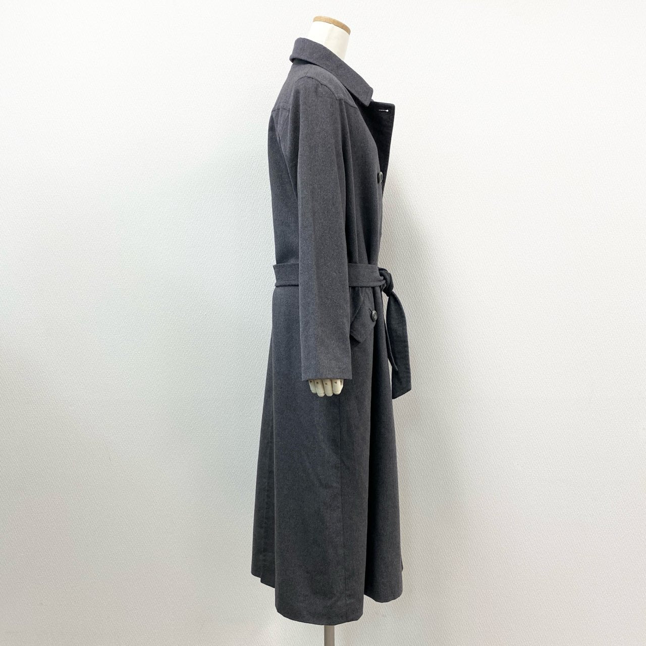 4k23 jun ashida ジュンアシダ ステンカラーコート ロングコート ダブルブレスト オリラグ混 レディース 女性用 L ダークグレーu02t
