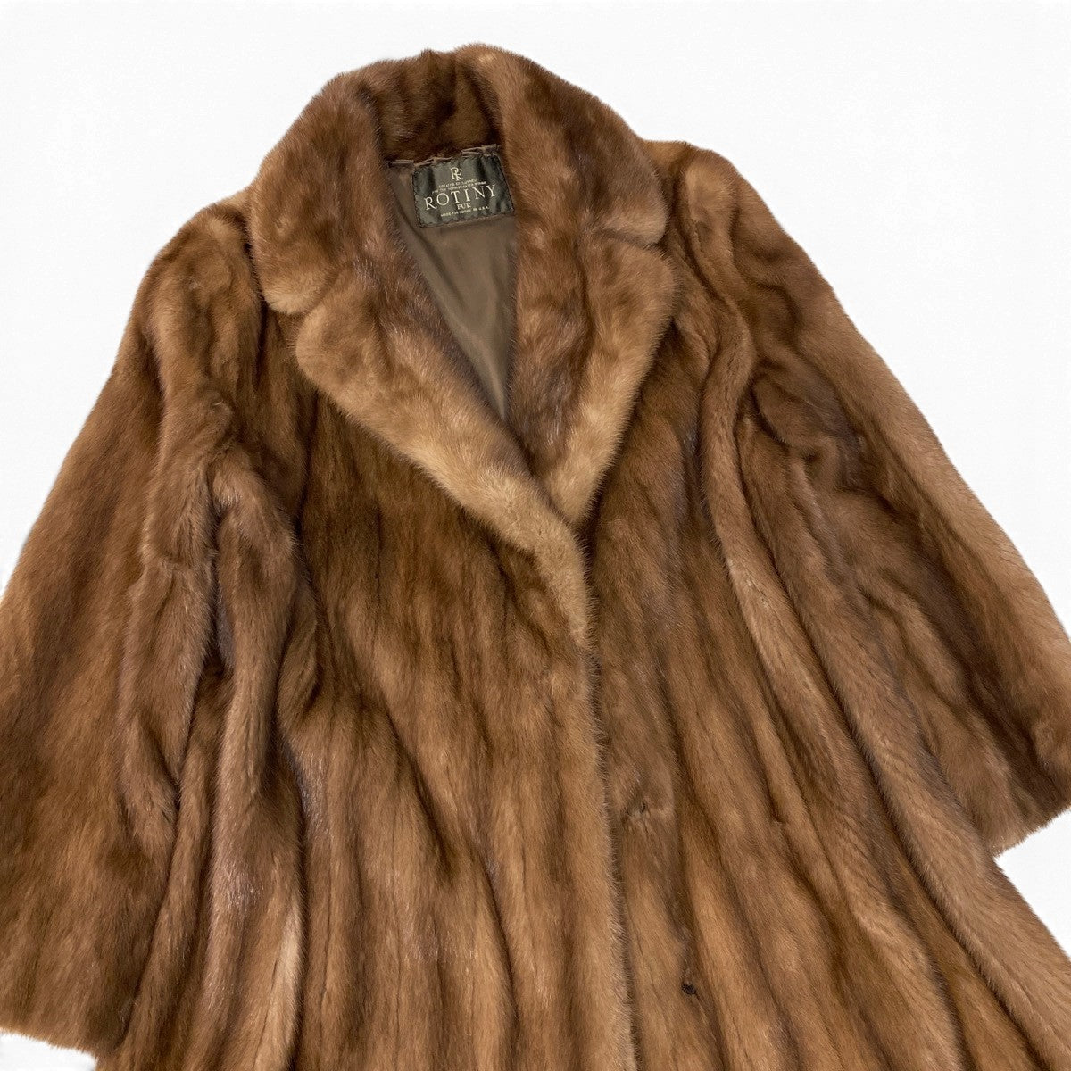 14i20 ROTINY デミバフミンク ロングコート 丈105cm 13 茶系 本毛皮 Mink Fur Long Coatt18r