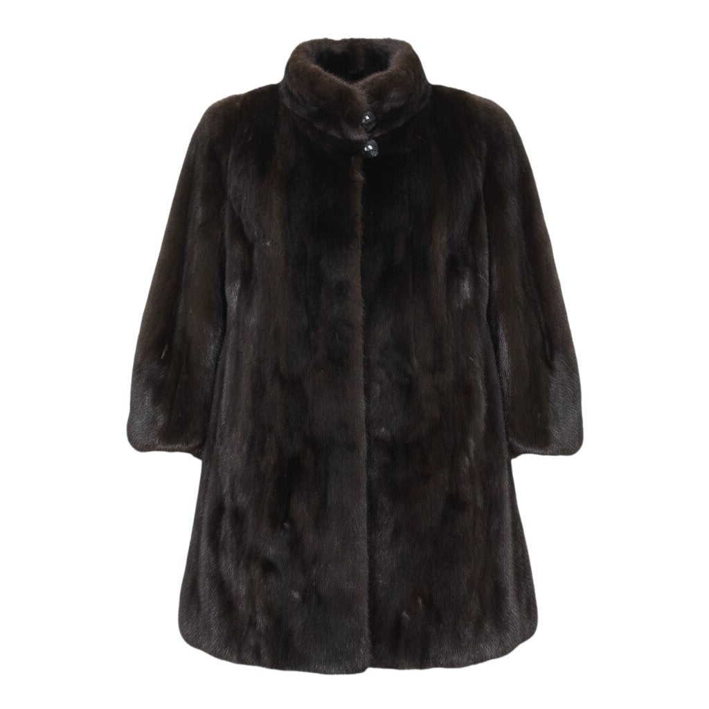 92h8 デミバフミンク ロングファーコート ハイネック サイズ13 茶系 本毛皮 Mink Fur Long Coatt18r