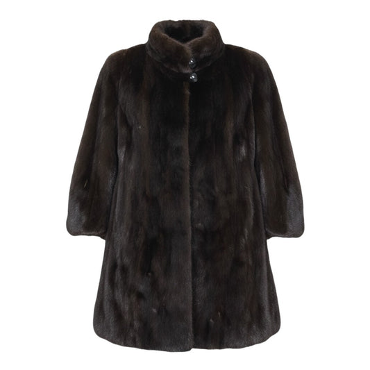 92h8 デミバフミンク ロングファーコート ハイネック サイズ13 茶系 本毛皮 Mink Fur Long Coatt18r