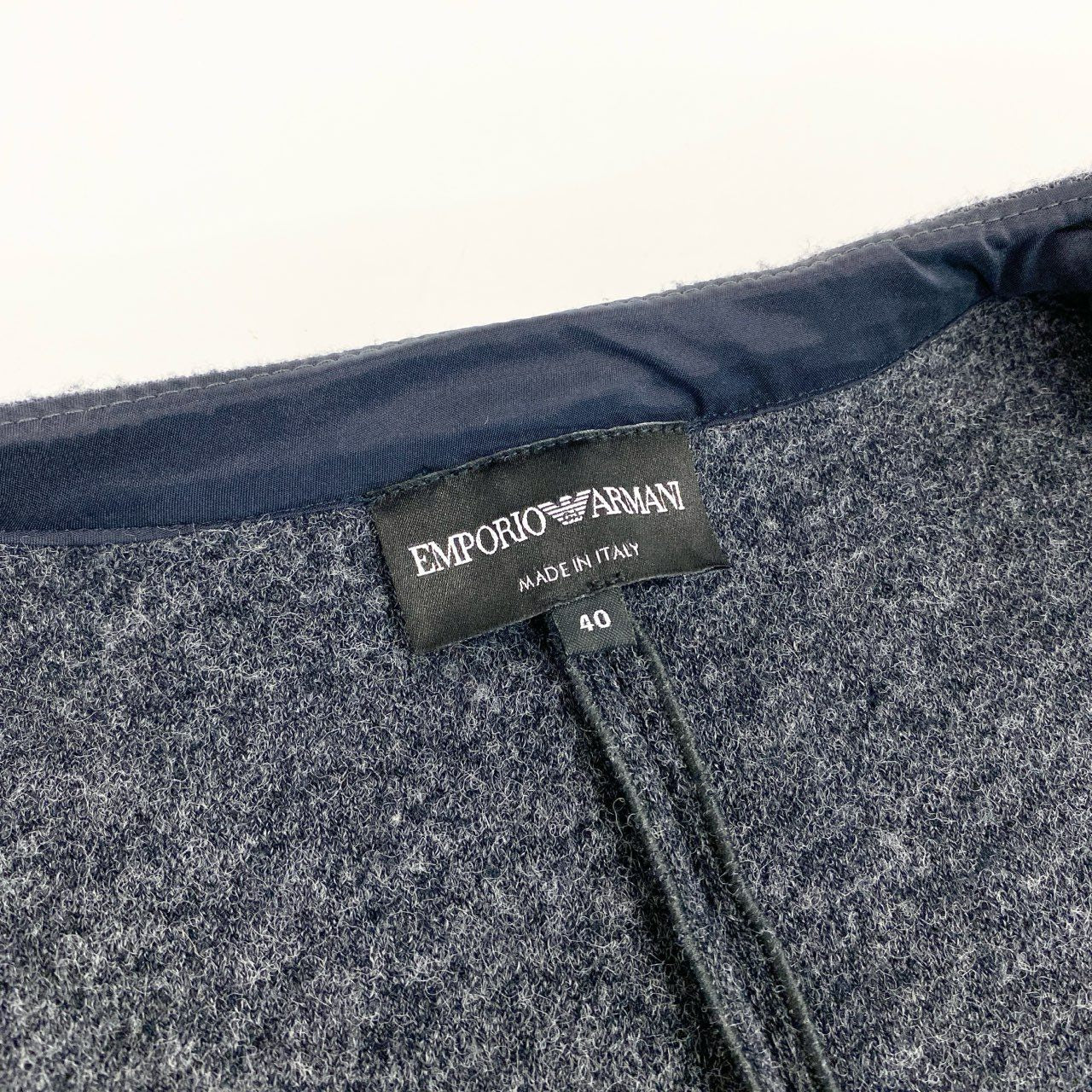 5i12 EMPORIO ARMANI エンポリオアルマーニ ジップアップ ウールジャケット フリルブルゾン 40 グレー レディースu02t