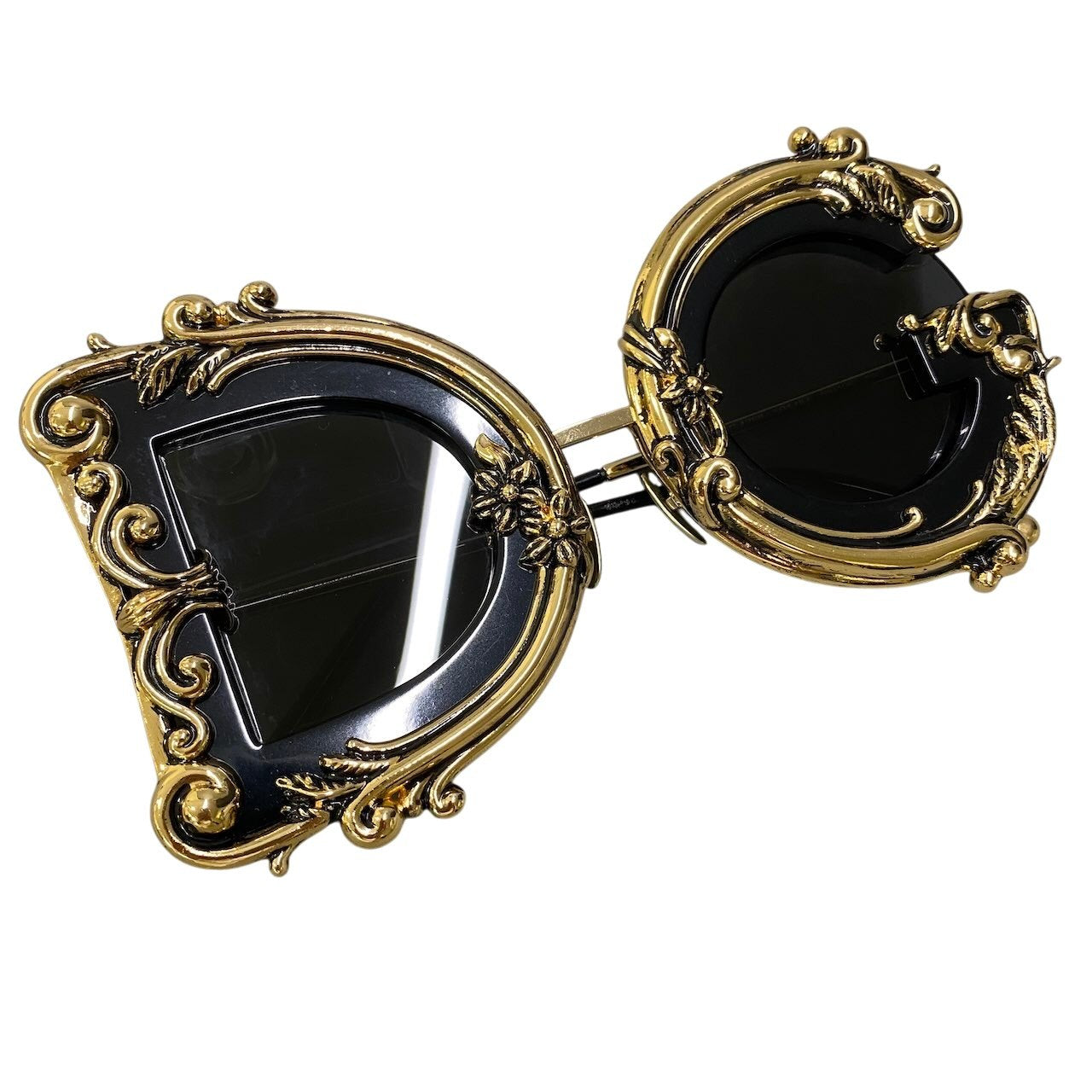 ⅾ2 DOLCE&GABBANA ドルチェ＆ガッバーナ DGロゴ サングラス バロック調 ブラック/ゴールド レディース アイウェアk02i