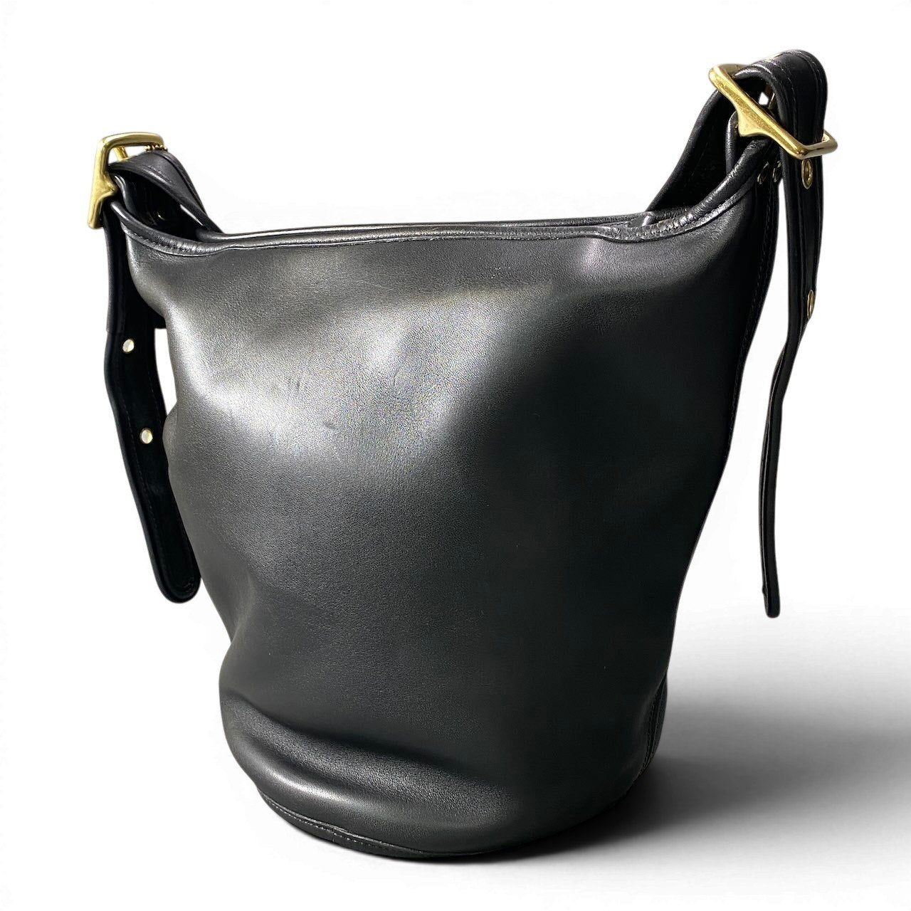 f12《美品》 COACH コーチ オールド レザー ショルダーバッグ Old Coach Shoulder Bag J6I / 9953 ブラック Vintage ヴィンテージt18r