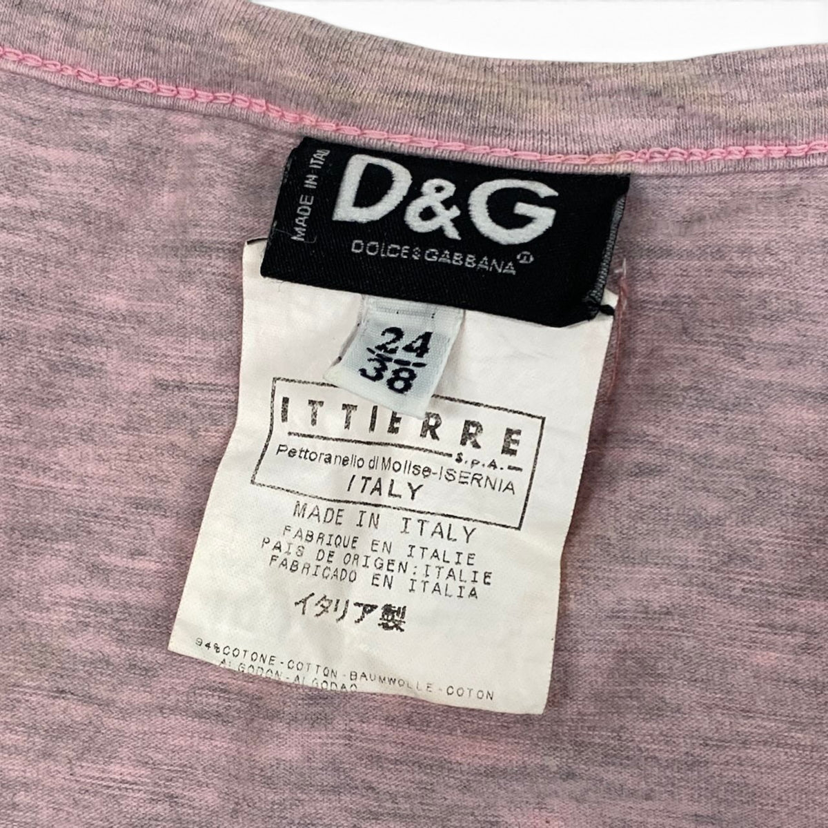 i21 D＆G DOLCE＆GABBANA 2004SS 半袖Tシャツ ”Shopping Makes Me Feel Better” トップス 38サイズ ピンク系 レディース 女性用u02t