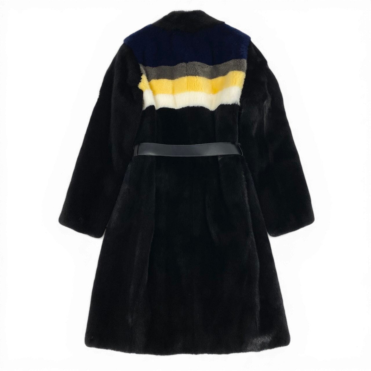 Ec31 《未使用》 LOUIS VUITTON ルイヴィトン 本毛皮 ミンクファー ロングコート Mink Fur Long Coat サイズ34 ブラック フランス製 裏地シルク ベルト付t18r