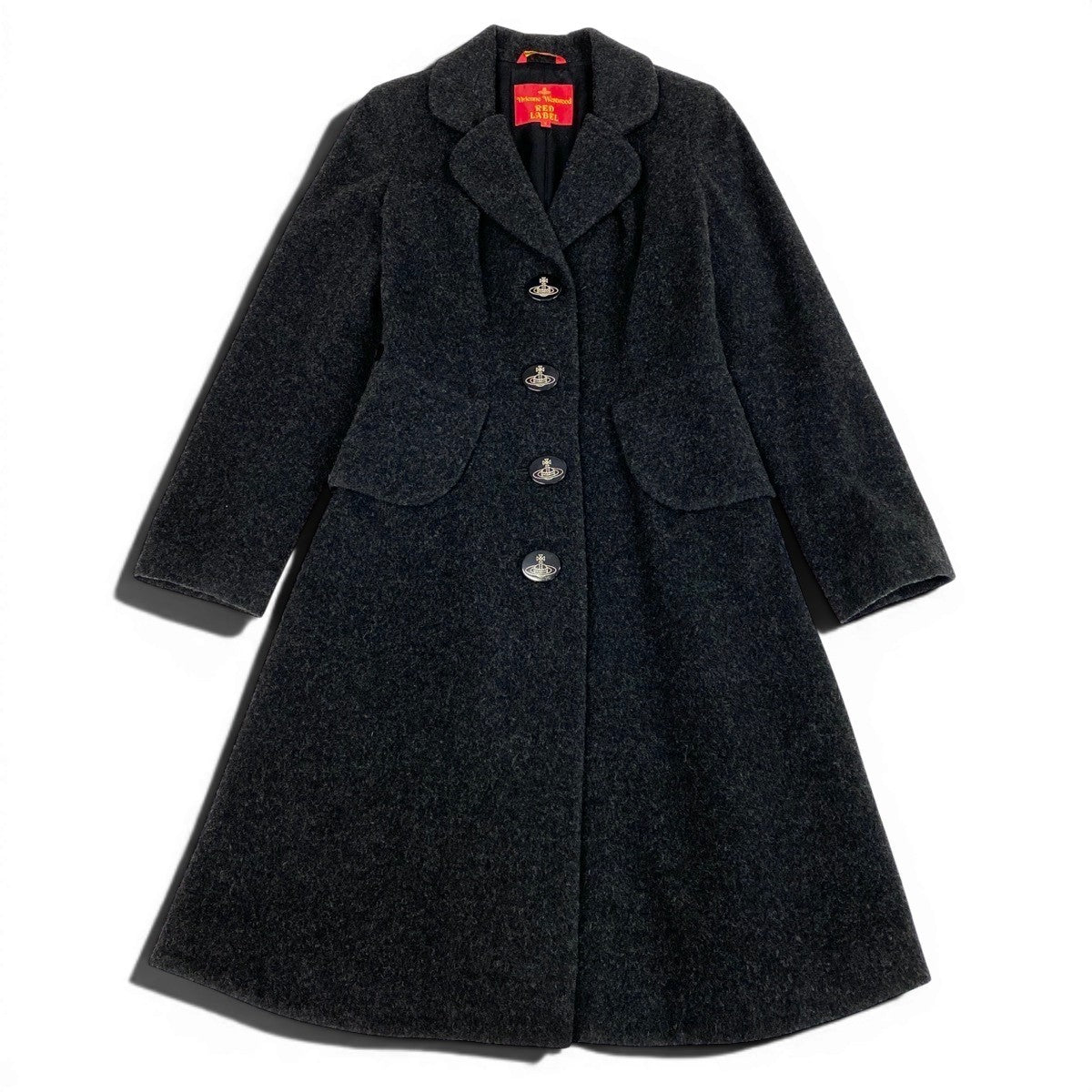 Eg19 Vivienne Westwood RED LABEL ヴィヴィアンウエストウッド レッドレーベル チェスターコート オーブボタン サイズ3 ダークグレー レディースu02t