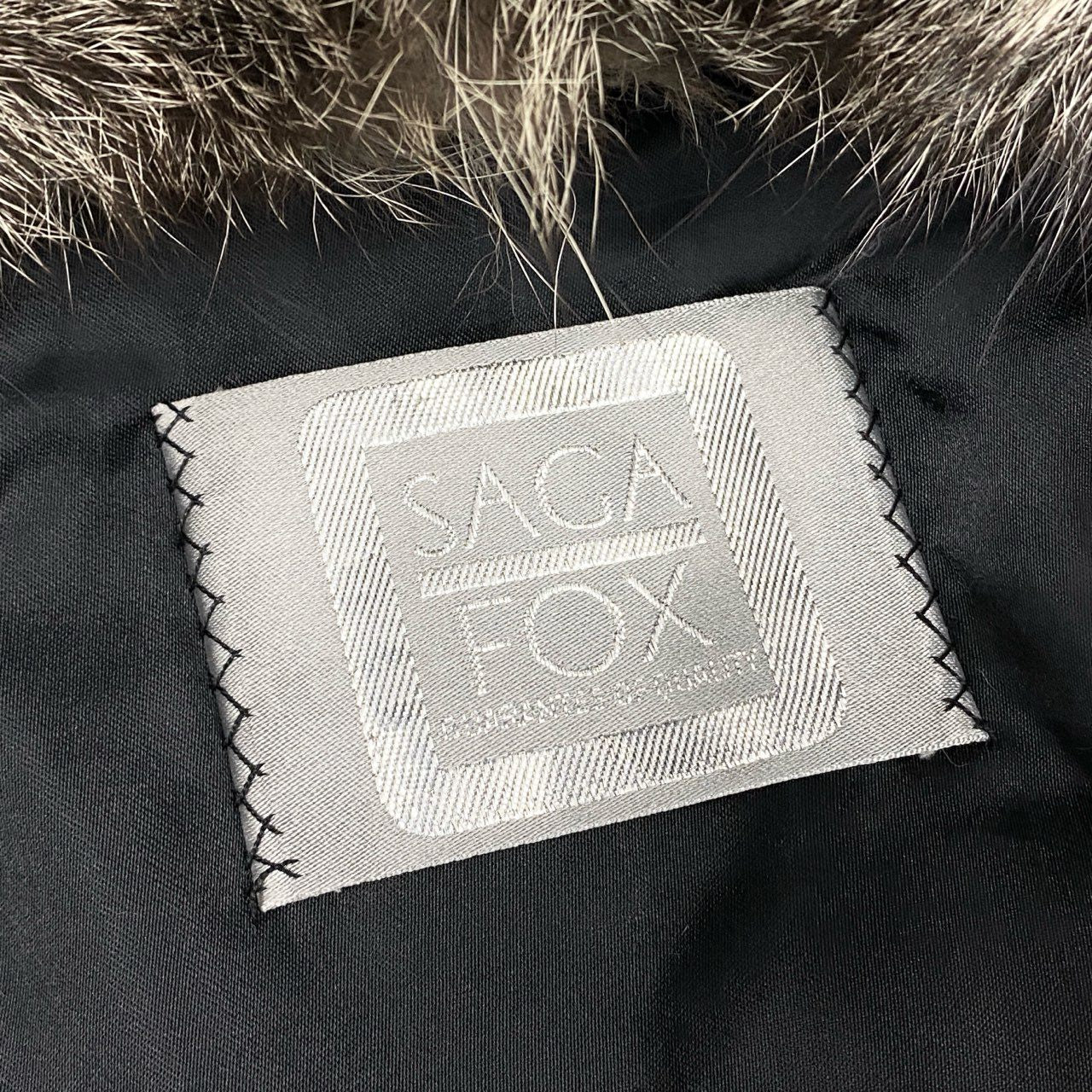 49k19 SAGA FOX サガフォックス 銀サガ シルバーフォックス ファーコート 11 ブラウン ホワイト 本毛皮 FOX FUR リアルファーt18r