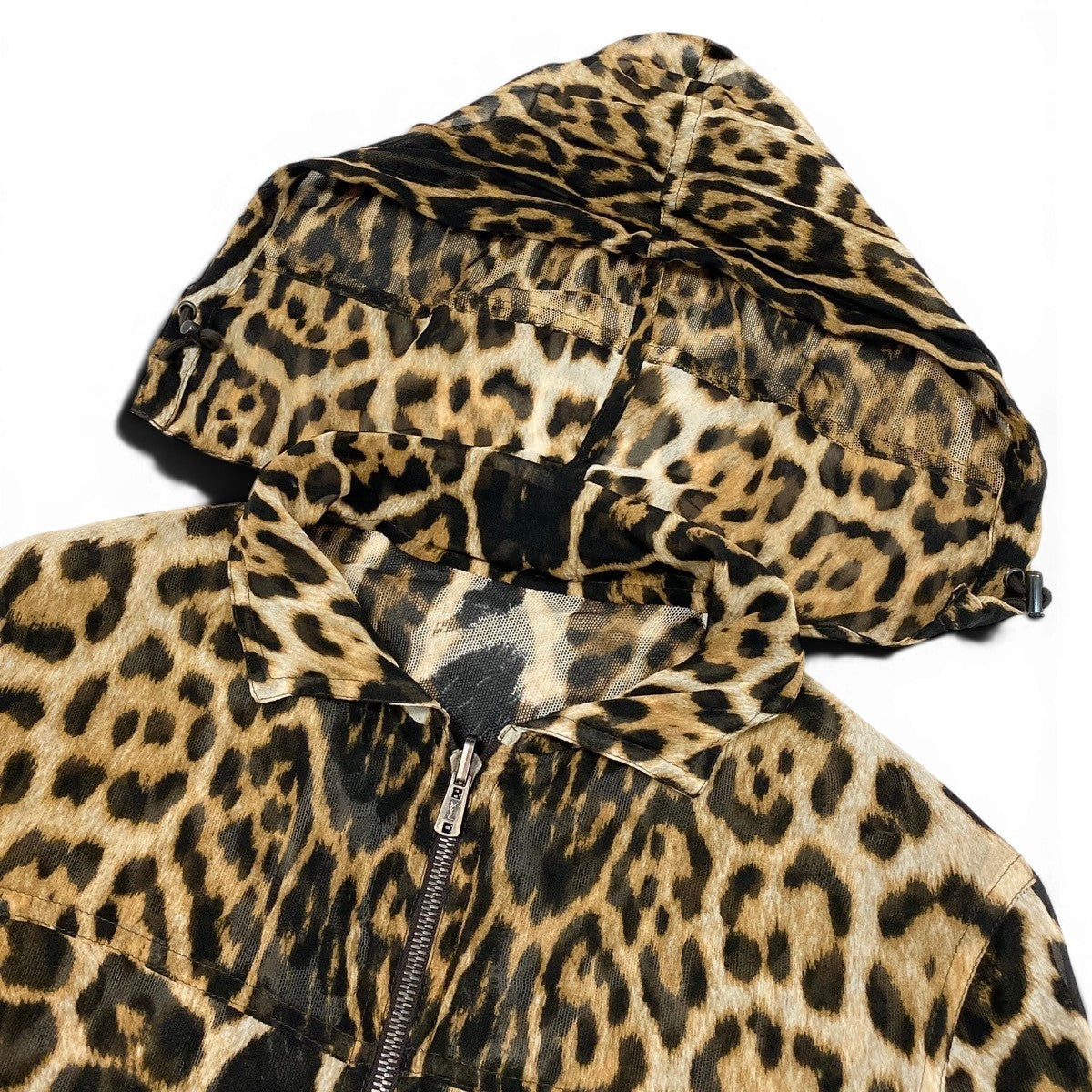 Eg23 【美品】YVESAINTLAURENT 2002年 トムフォード期 モンバサコレクション レオパード フーディー ブラウン ブラック シルク100％ レディース 女性用k02i