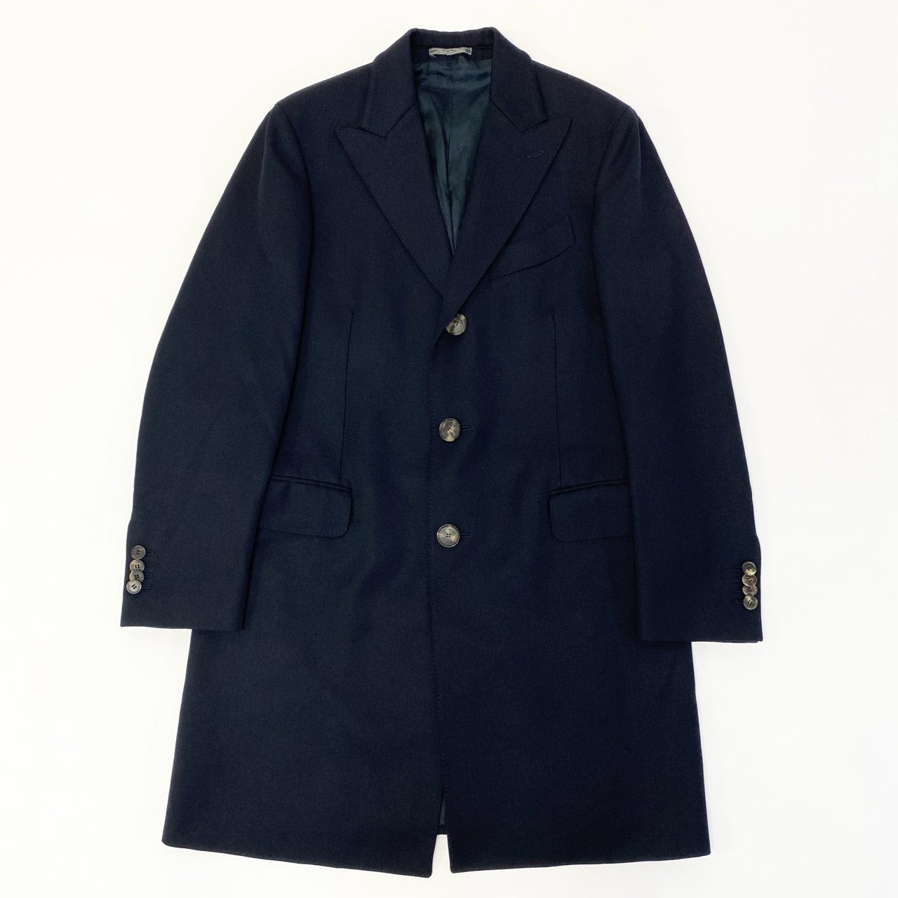 86a16 【美品】 Salvatore Ferragamo サルヴァトーレフェラガモ チェスターコート ロングコート メンズ 紳士服 8REG/50 ネイビーo07t