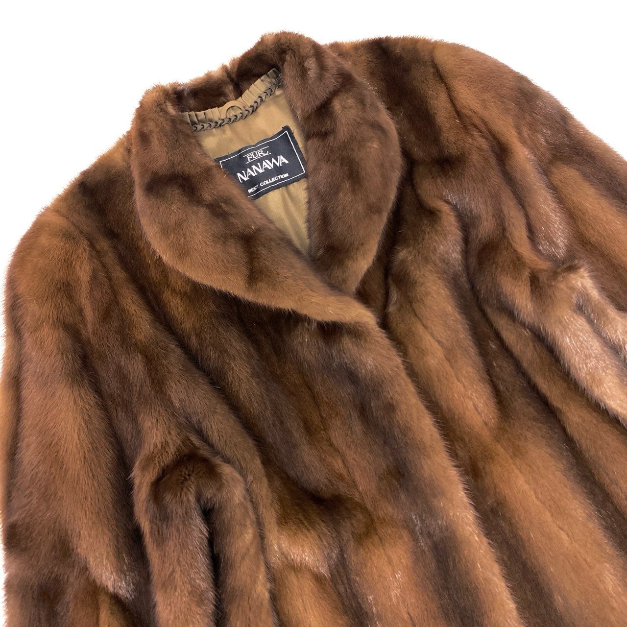 10k11 NANAWA FUR SAGAMINK サガミンク ミンクコート 毛皮コート サイズ11号 ブラウン デミバフミンク レディースk02i