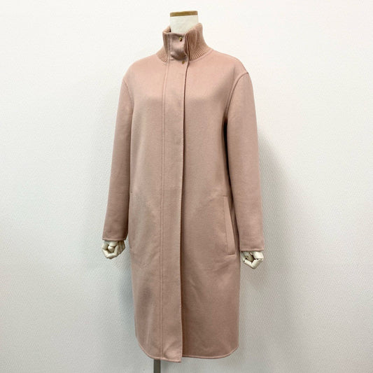 72a14 《美品》 AGNONA アニオナ カシミヤ100％ ジップコート 38 ピンク イタリア製 ハイネック アウター 冬