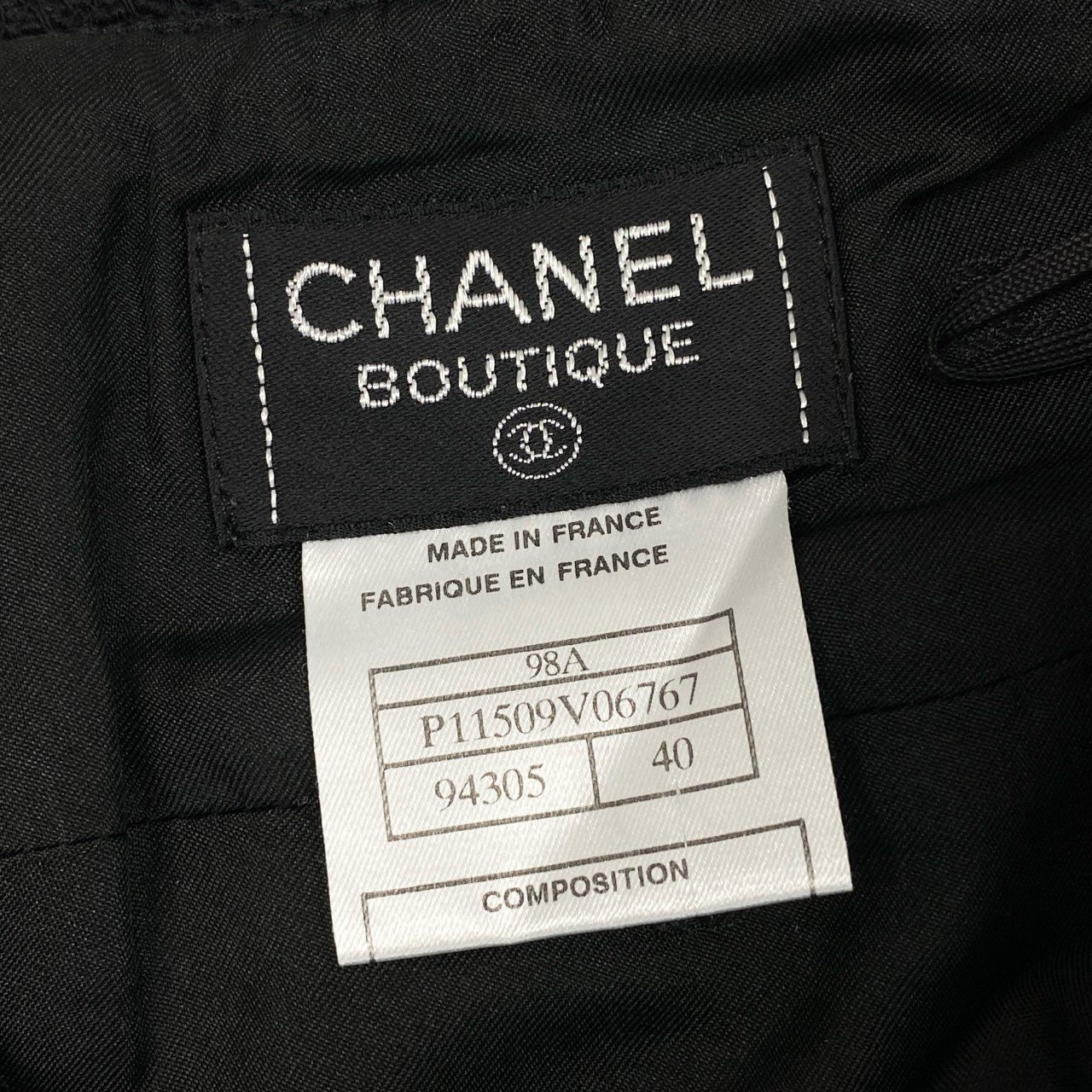 11j6 CHANEL シャネル フランス製 98P ツイードスカート ボトムス P11509V06767 40 ブラック レディースo07t