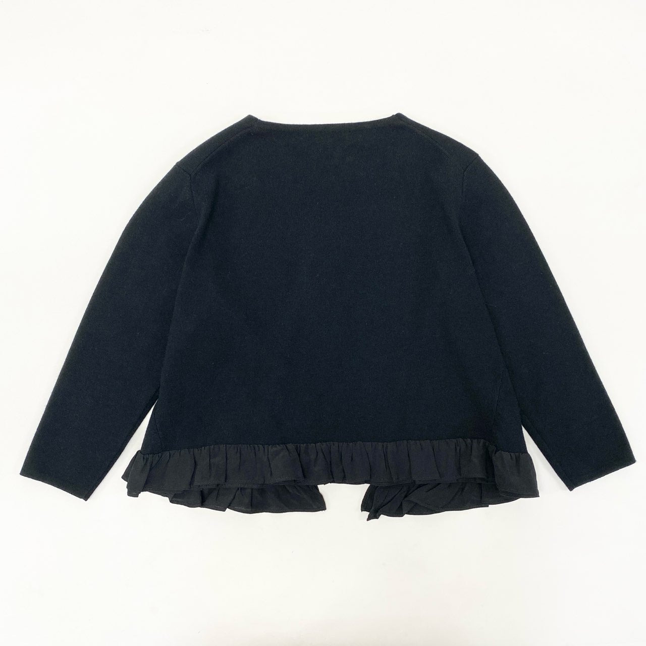 73j28 YOKOCHAN ヨーコチャン ニットカーディガン ショートボレロ 裾フリル  YCN-418-051 36 ブラックo07t