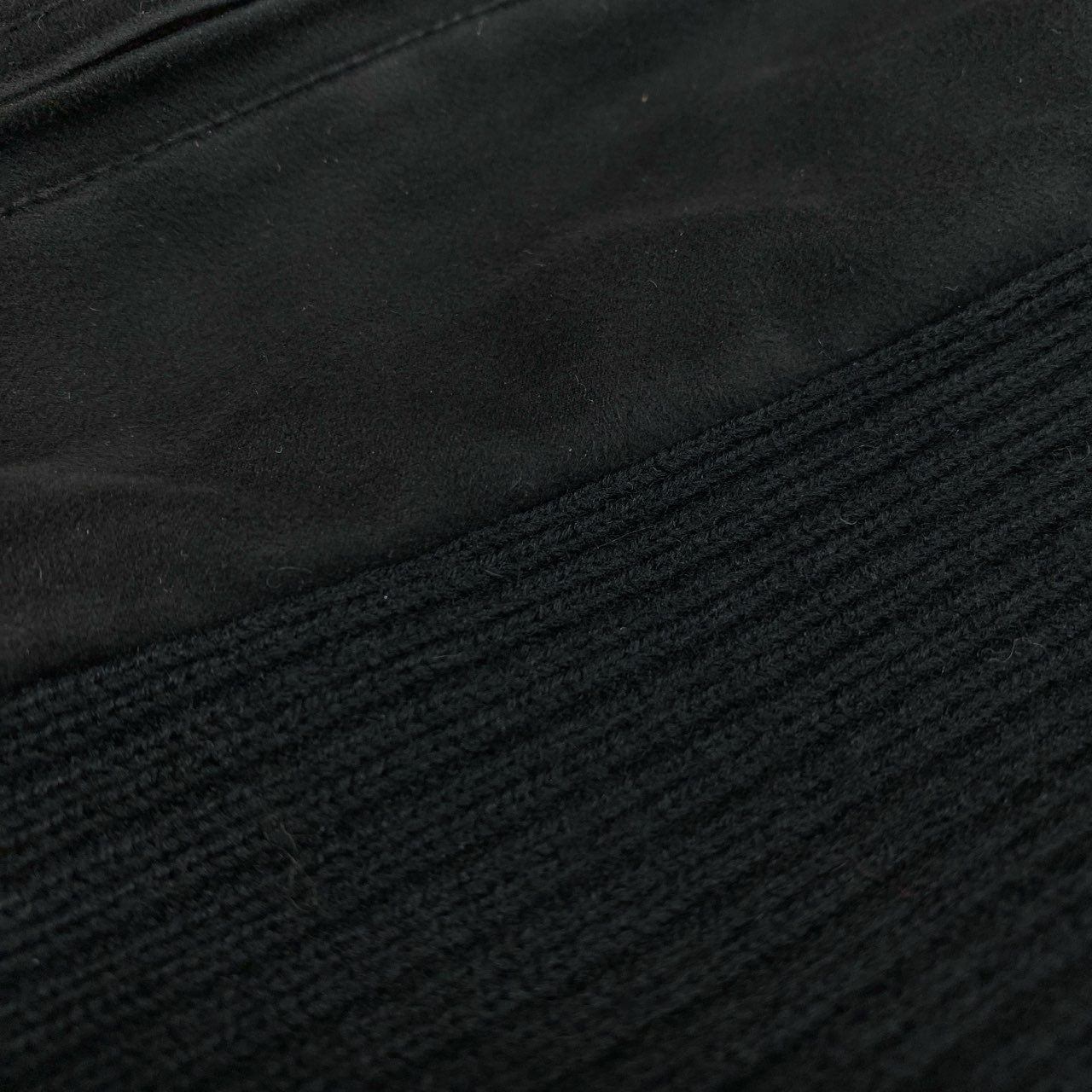 85k4 BURBERRY BLACK LABEL バーバリー ブラックレーベル ニット切替 ロゴ刺繍 ジップアップ ブルゾン ジャケット BMT66-516-09 3 Lサイズ相当 ブラック メンズo07t