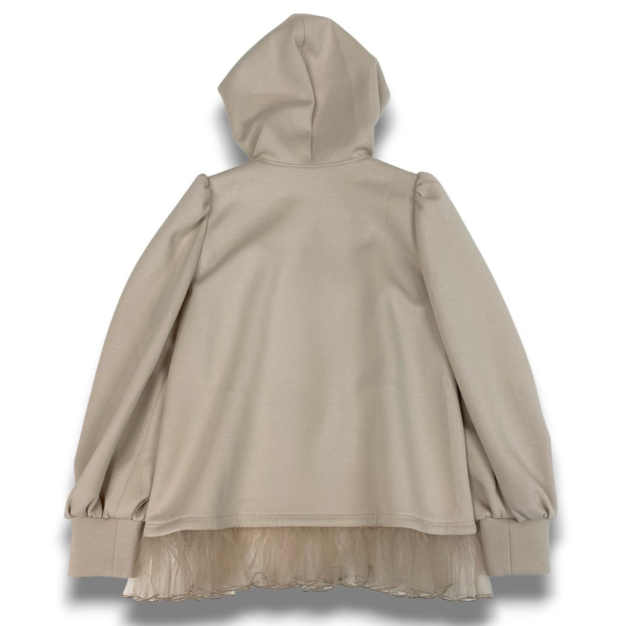 60b22 ADEAM アディアム  24年 カヌレジャケット ダブルジップ パーカー 裾チュール Aライン 伸縮ストレッチ レディース女性服 45065 サイズ2 ベージュu02t