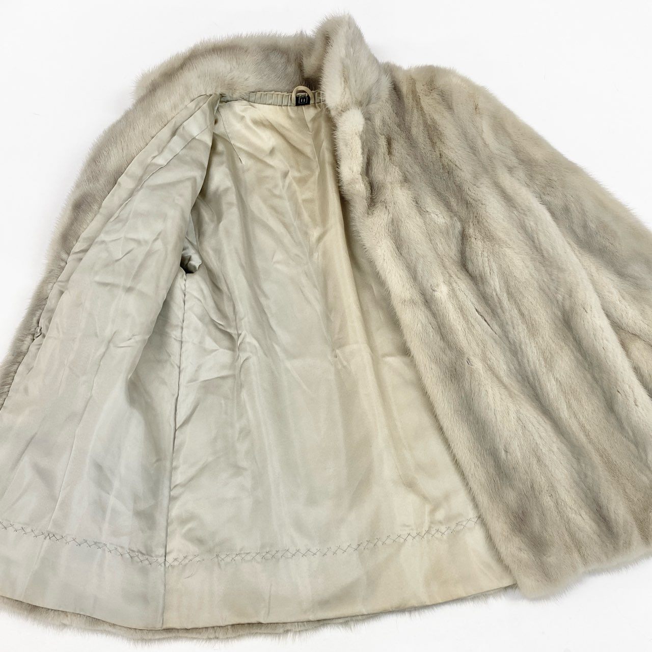 33L10 サファイアミンク ファーコート サイズ11号 シルバーグレー 本毛皮 MINK FUR ポケット有t18r