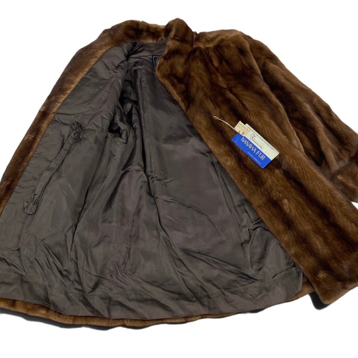 24j7 NANAWA SAGA MINK 銀サガ デミバフミンク ロングコート サイズ9 茶系 最高級本毛皮 Mink Fur Long Coat リアルファーt18r