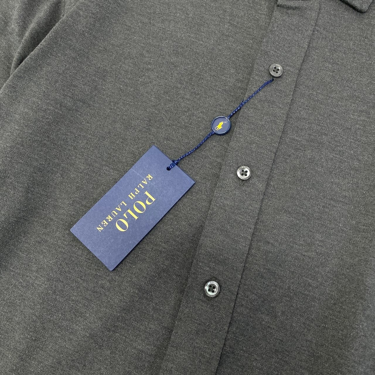 20d30 POLO RALPH LAUREN ポロラルフローレン KNIT DRESS SHIRT ニットドレスシャツ ロングスリーブシャツ ポニー刺繍 サイズL/G ダークグレー コットン100％ メンズ 紳士服u02t