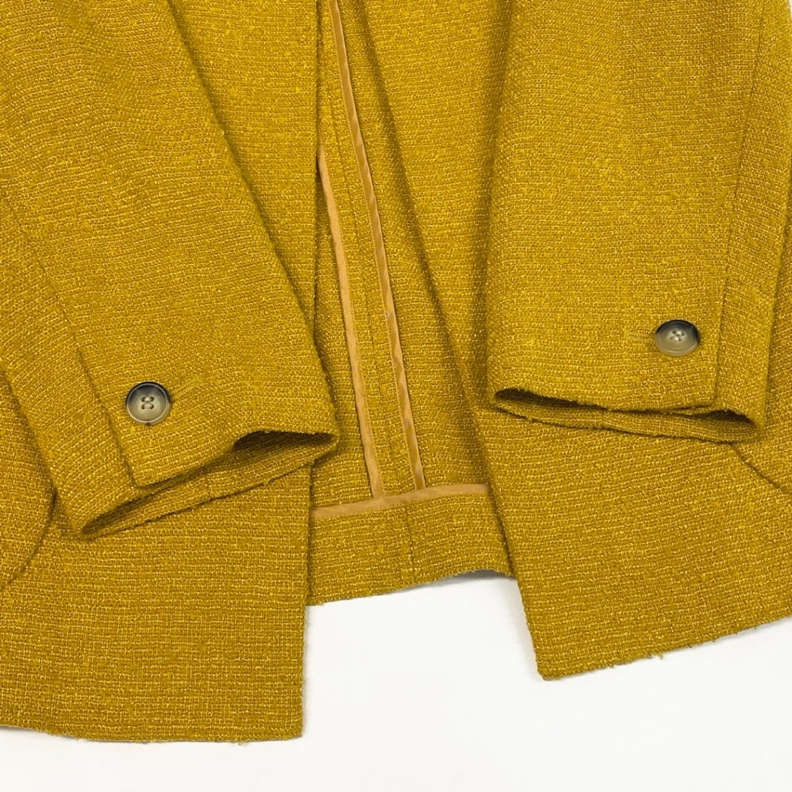 2g2 【美品】 YVES SAINT LAURENT イヴサンローラン セットアップ スカートスーツ ツイードジャケット サイズ36 イエロー系 レディースu02t