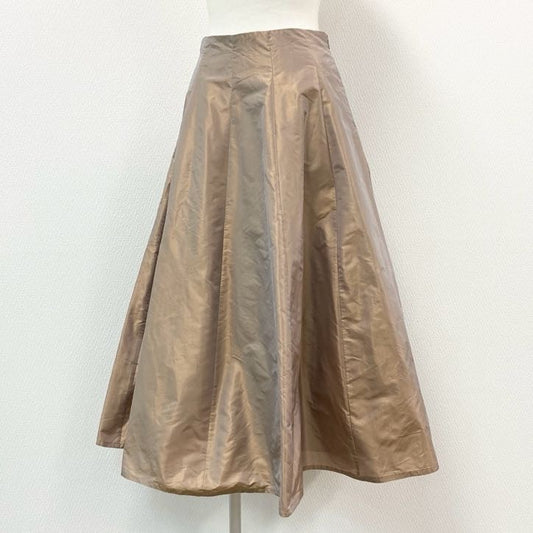 50f2 【美品】 Drawer ドゥロワー シルクタフタ ロングスカート フレアスカート  6524-299-1741 サイズ36 光沢ブラウン シルク100％ ユナイテッドアローズ