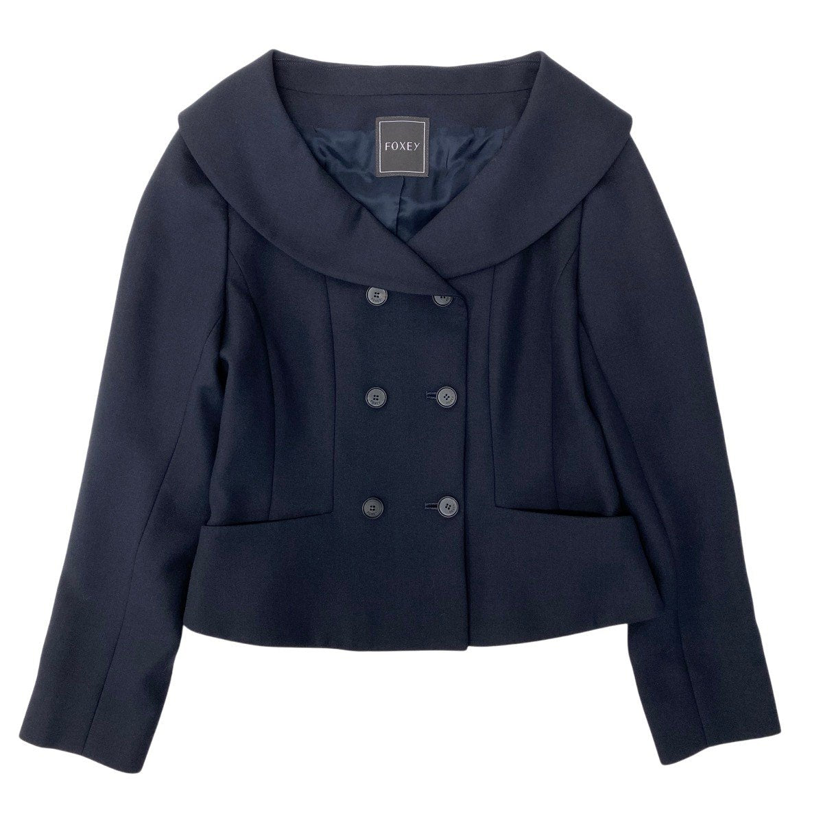 91g27 【未使用タグ付】 FOXEY フォクシー Grace グレース ダブルブレスト ジャケット  43156 サイズ38 ブラック レディースt18r