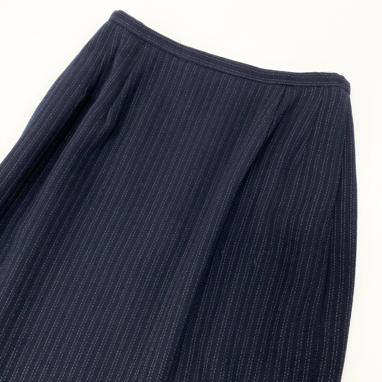 4k23《美品》 LAPINE BLANCHE ラピーヌブランシュ セットアップスカート ダブルブレストジャケット ストライプ柄 ウール混 レディース 女性用 9 ネイビーu02t