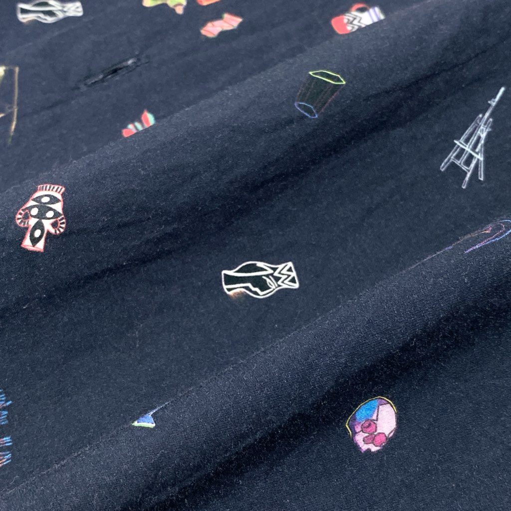 67a12 Paul Smith ポールスミス  ロングスリーブシャツ コットンシャツ 総柄プリント 薄手 メンズ 紳士服 PF-WR-45089 M ネイビー 綿100％u02t