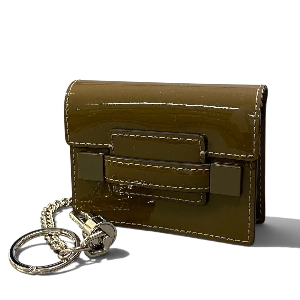 j2 DELVAUX デルヴォー マダム バッグチャーム Madame Charms Vernis カーキ エナメル アクセサリーt18r
