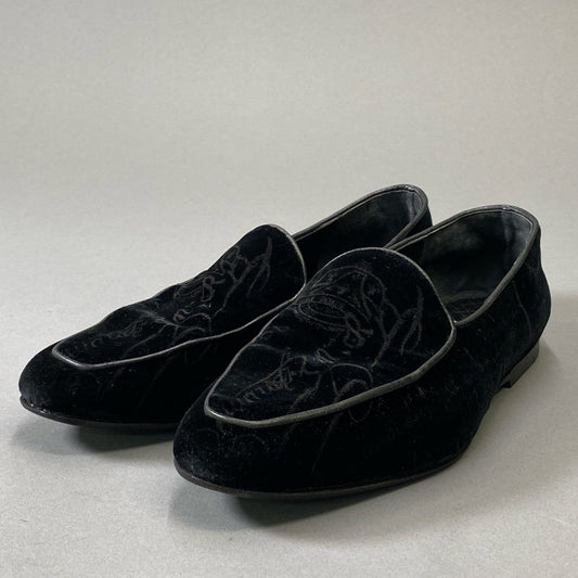 4j3 《美品》 Berluti ベルルッティ カリグラフィ  スリッポン オペラシューズ シューズ 8サイズ ブラック ベロア ベルベット メンズt18r