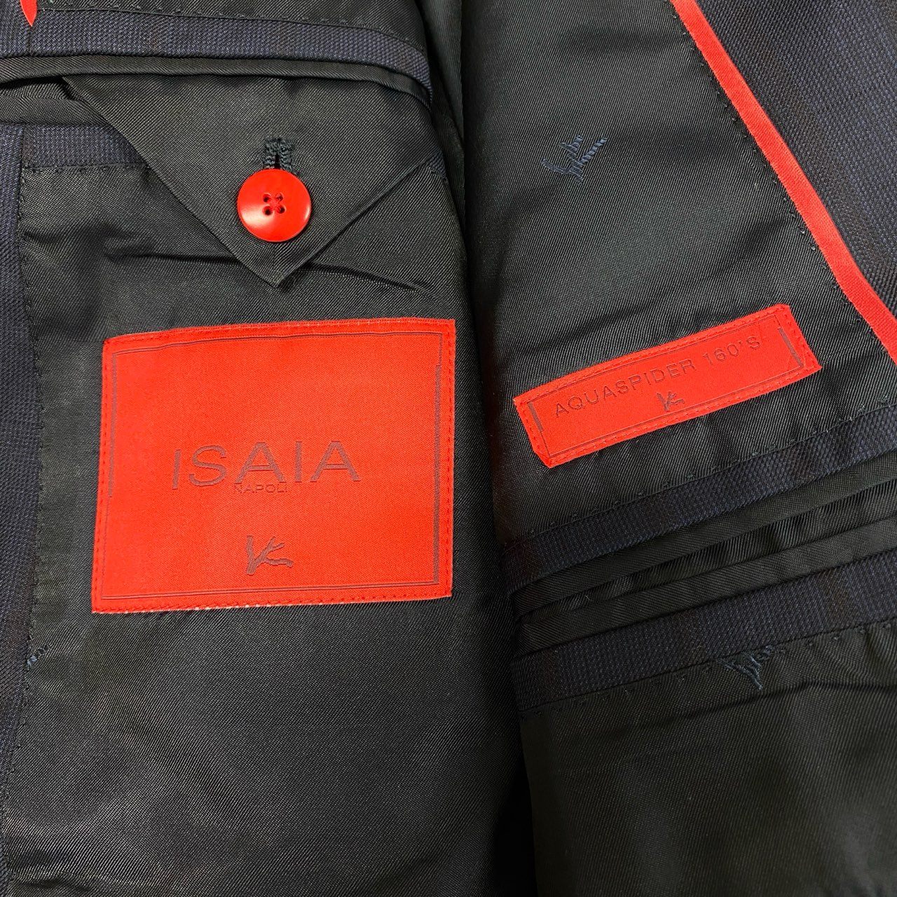 37L22 《美品》 ISAIA NAPOLI イザイア ナポリ シングルスーツ セットアップ テーラードジャケット スラックス 54 8R ネイビー ストライプ ウール SUPER180s メンズ 紳士服u02t