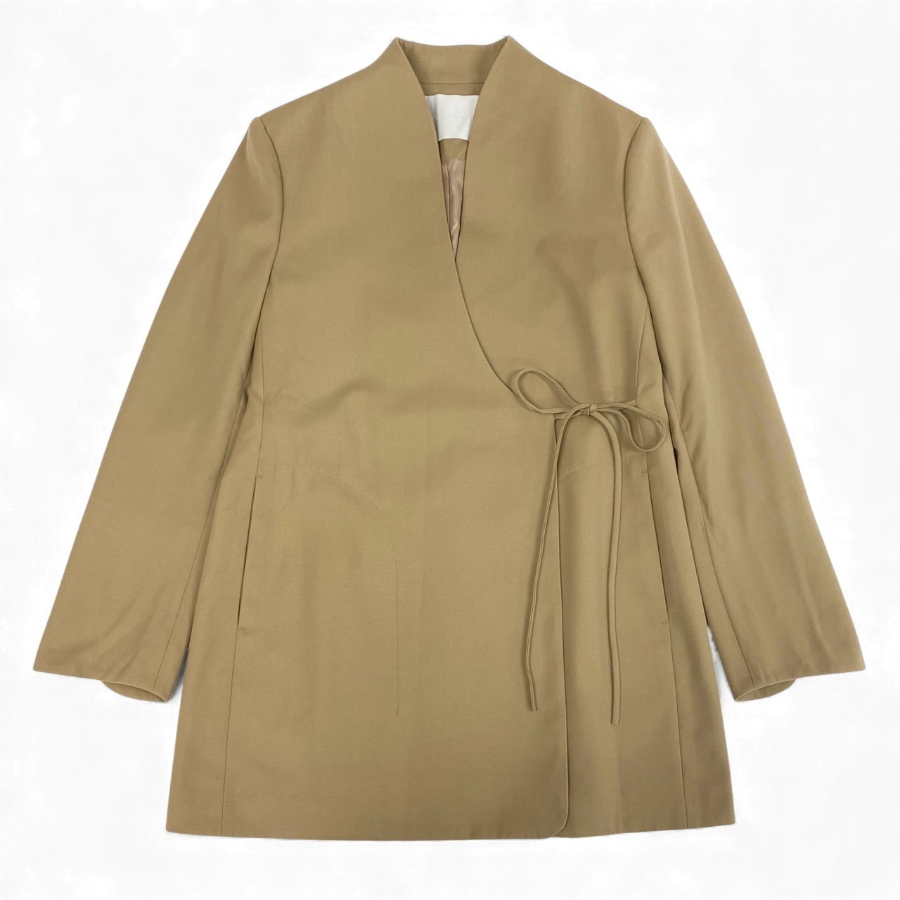 74k11 《美品》 Mame Kurogouchi マメクロゴウチ 23AW ウールギャバジンジャケット MM23FW-JK010 2 ベージュ Wool Gabardine Jackett18r