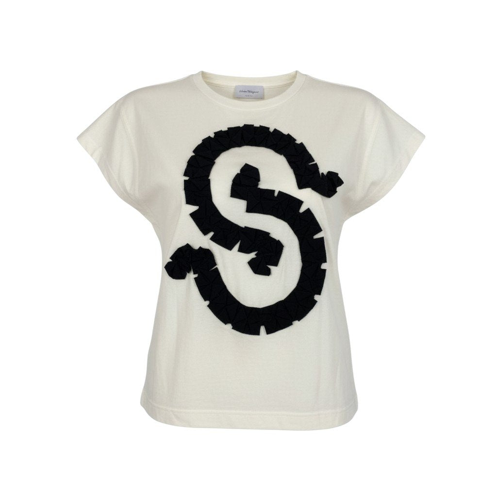 i21 Salvatore Ferragamo Tシャツカットソー フリルデザイン Mサイズ ホワイト レディース 女性用u02t