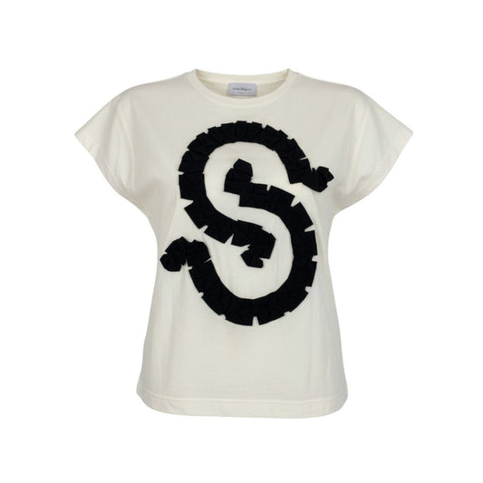 i21 Salvatore Ferragamo Tシャツカットソー フリルデザイン Mサイズ ホワイト レディース 女性用u02t