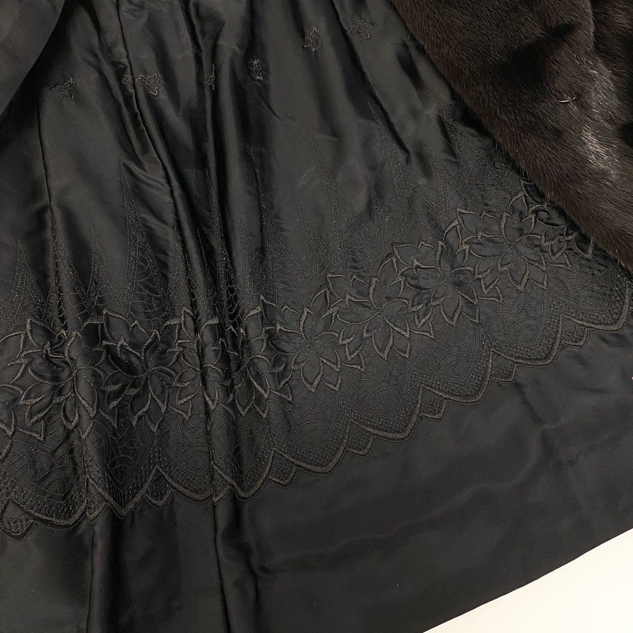 23a14 DONALD BROOKS MITSUKOSHI ダークミンク ロングコート サイズF ブラック 最高級本毛皮 Mink Fur Coatt18r