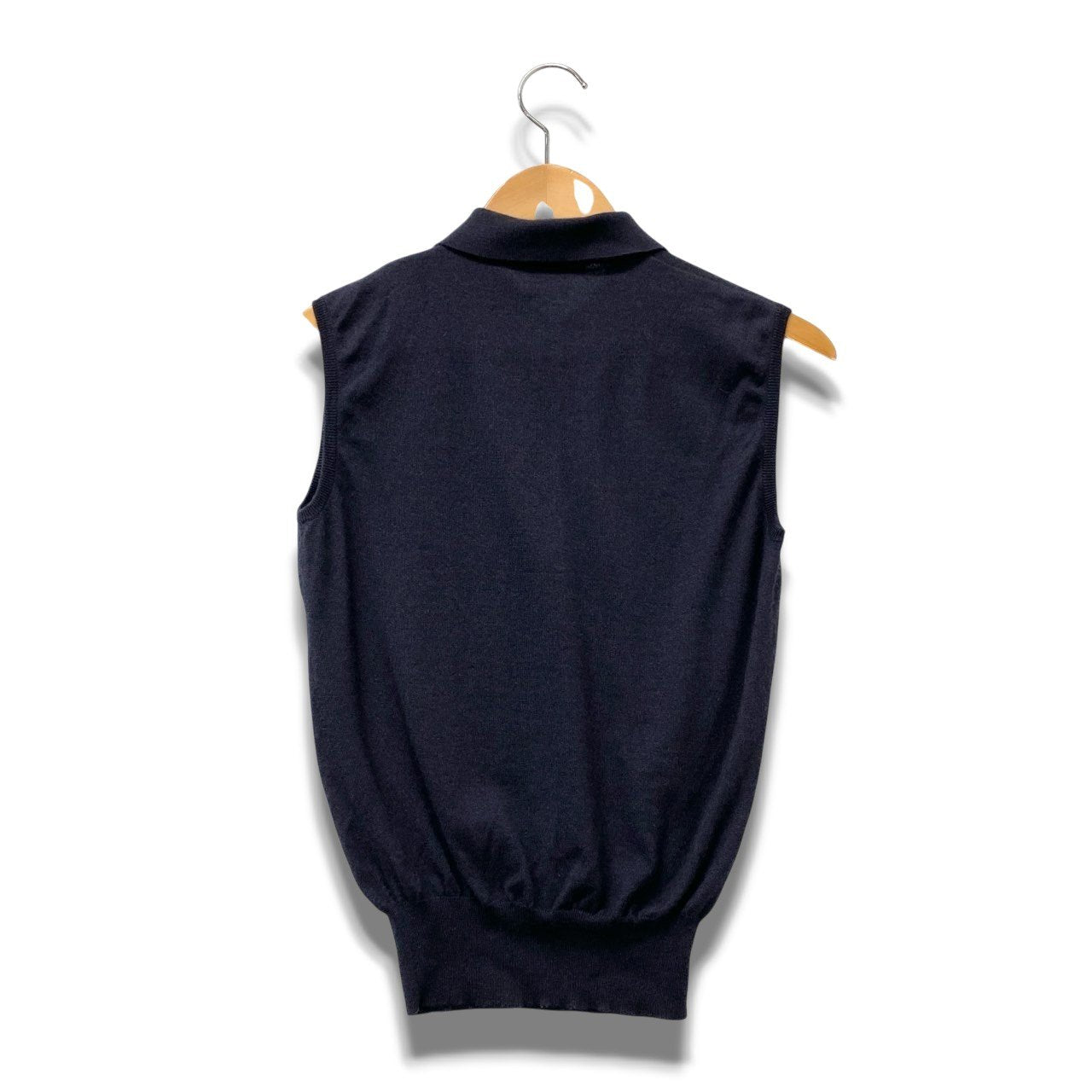 53b17 【美品】CELINE セリーヌ カシミヤ混ニットベスト ニットポロシャツ ニットセーター Mサイズ ネイビー レディース女性用u02t
