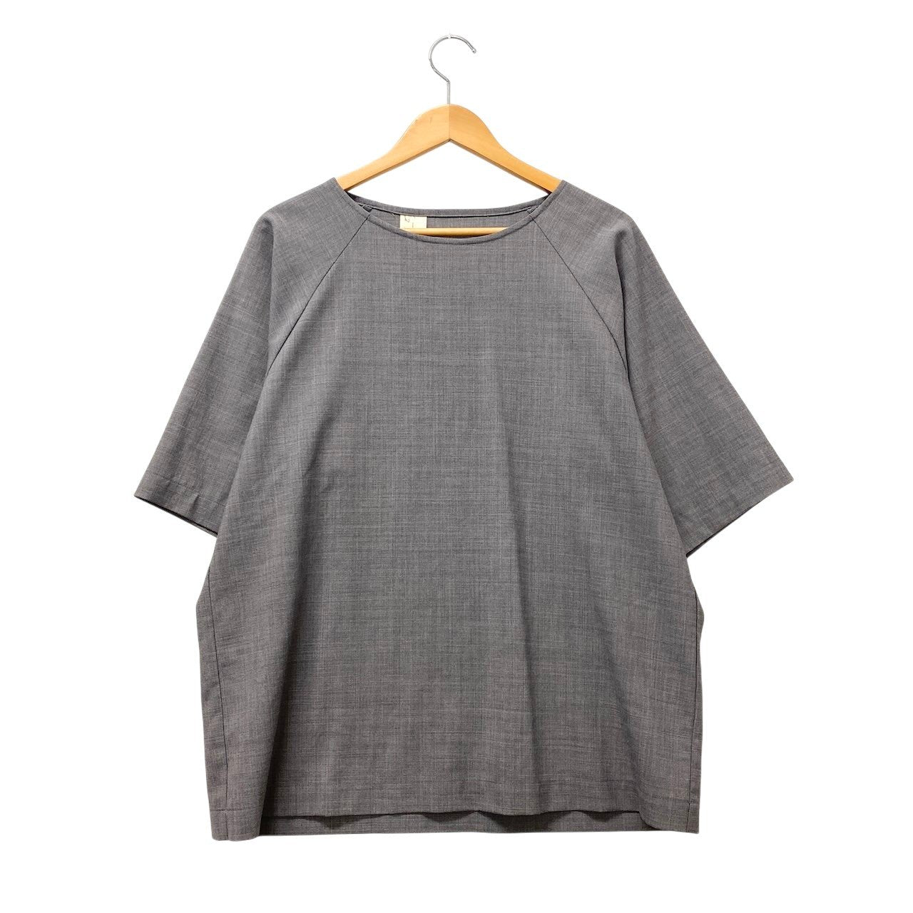 5f18 【美品】N.HOOLYWOOD エヌハリウッド チュニックカットソー 五分袖 ボートネック 38サイズ グレー レディース 女性用u02t