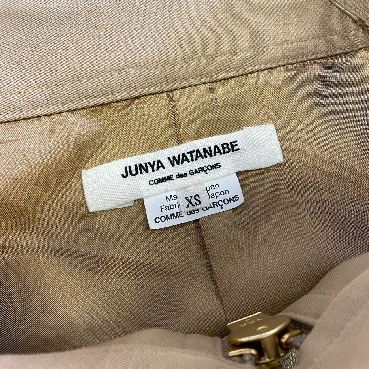 68j9 JUNYA WATANABE COMME des GARCONS ジュンヤワタナベ コムデギャルソン パッチワーク フルジップ トレンチコート JE-O029 サイズXS ベージュ レディース AD2019 20ss