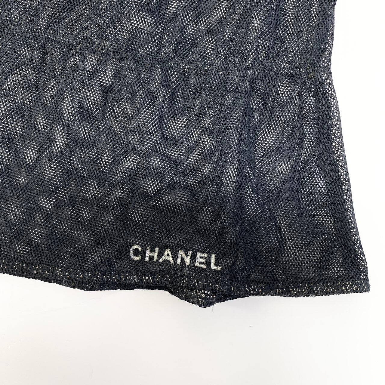 Cd22 CHANEL シャネル シースルーメッシュブラウス パフスリーブ オフショルダー トップス P16717V09413 40サイズ ブラック レディース 女性用u02t
