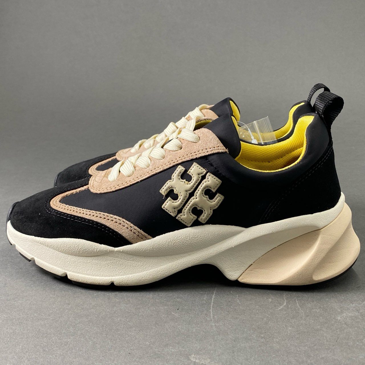 1e12 【美品】 TORY BURCH トリーバーチ 2023AW GOOD LUCK TRAINER グッドラック トレーナー スニーカー 6M ブラック シューズ