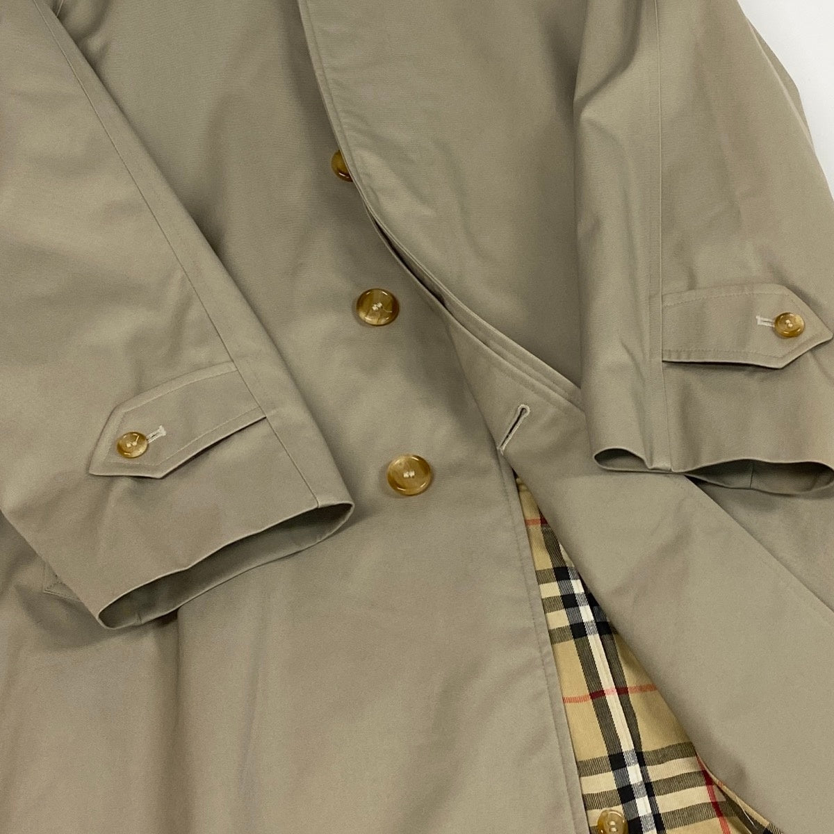 Mg11 Burberrys' バーバリー 英国製 ステンカラーコート 裏地ノバチェック ベージュ メンズ 紳士服o07t