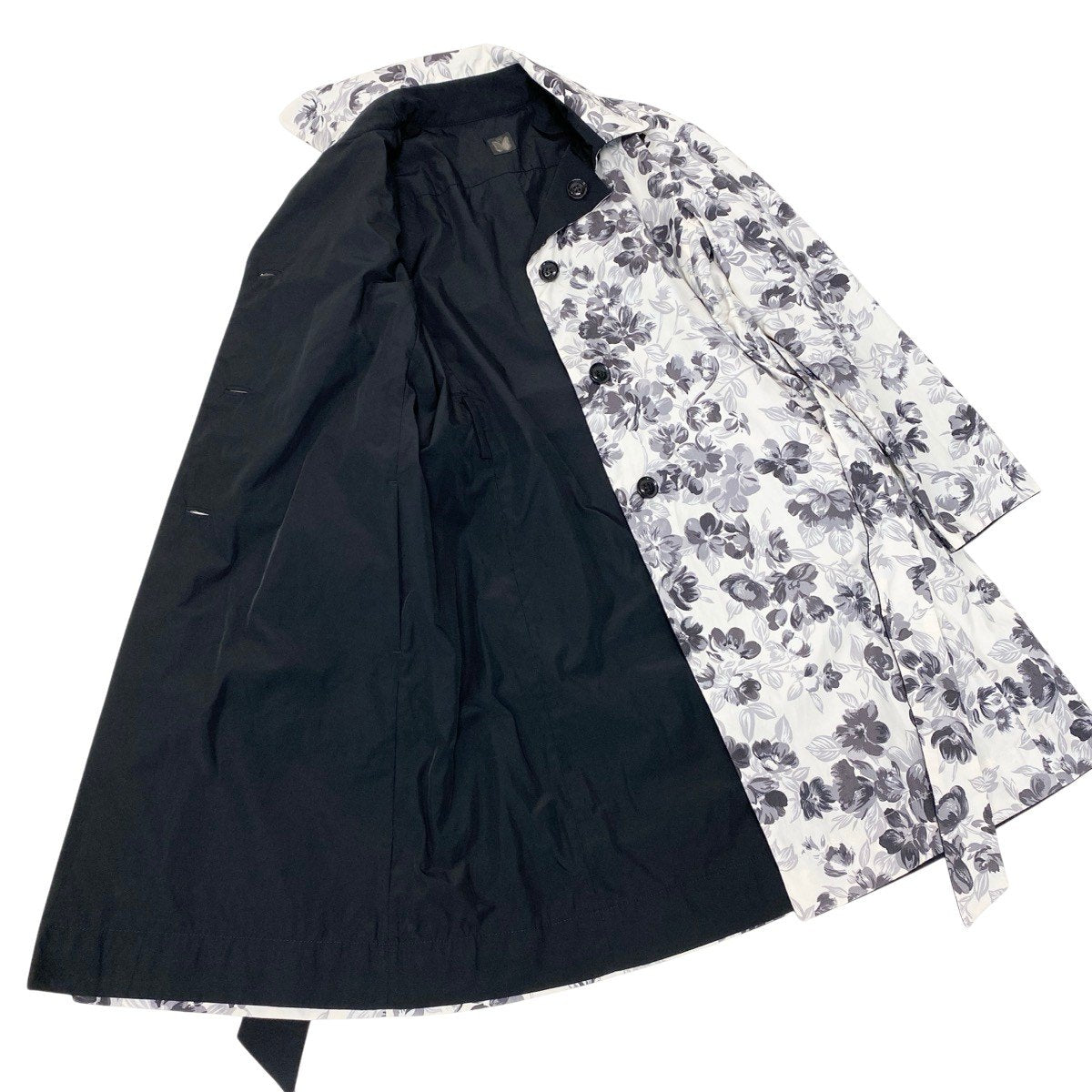 72h18 WEEKEND Max Mara ウィークエンド マックスマーラ リバーシブル ステンカラーコート 花柄プリント 薄手 イタリア製 40 マルチカラー レディースu02t