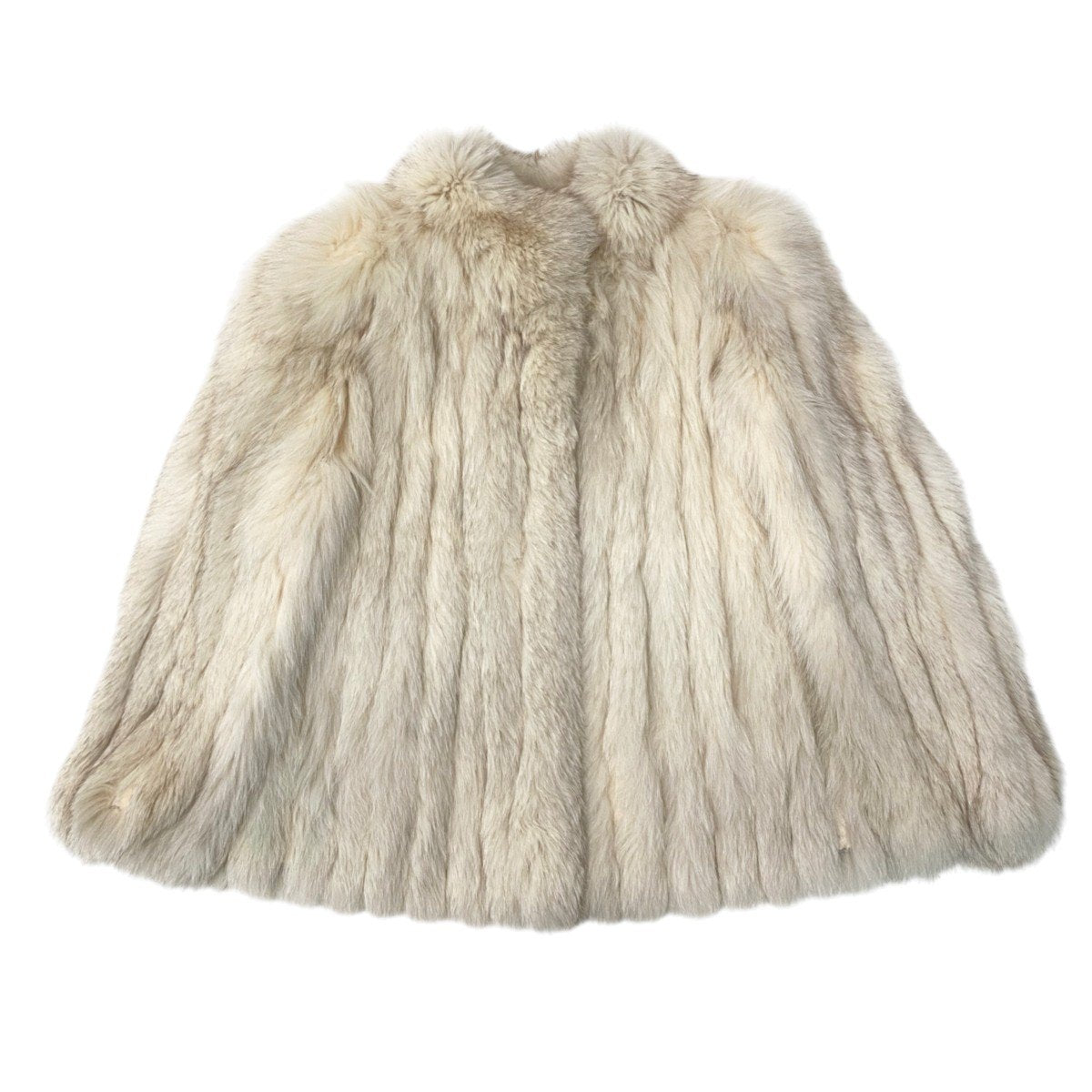 78j8 毛皮コート フォックスファー ブルーフォックス 裏地花柄刺繍 サイズ11 ホワイト系 Fox fur レディースu02t