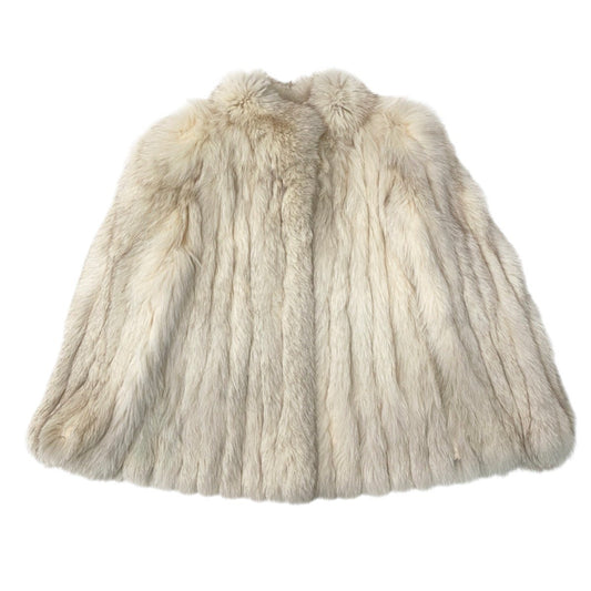 78j8 毛皮コート フォックスファー ブルーフォックス 裏地花柄刺繍 サイズ11 ホワイト系 Fox fur レディースu02t