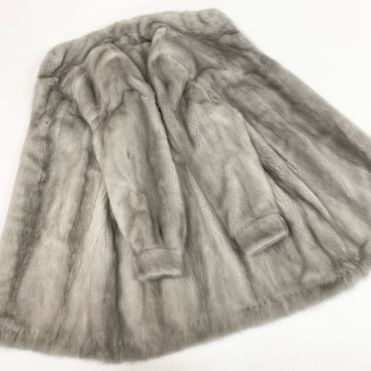 53k10 サファイアミンク ロングコート 15 シルバーグレー 最高級本毛皮 SAPPHIRE MINK FUR ポケット付 毛並み◎t18r