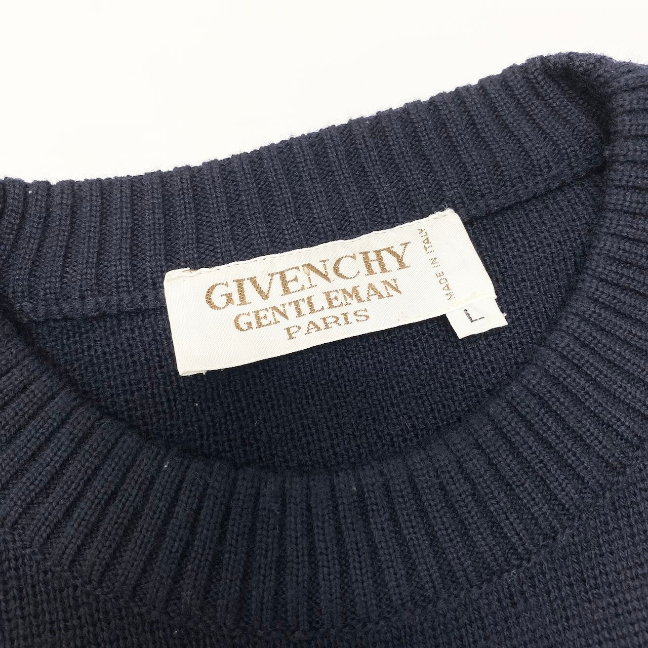 31c16 GIVENCHY ジバンシー Vintage ロングスリーブニット ニットセーター ボーダー Lサイズ ネイビー ボルドー ウール10％ メンズ 男性用o07t
