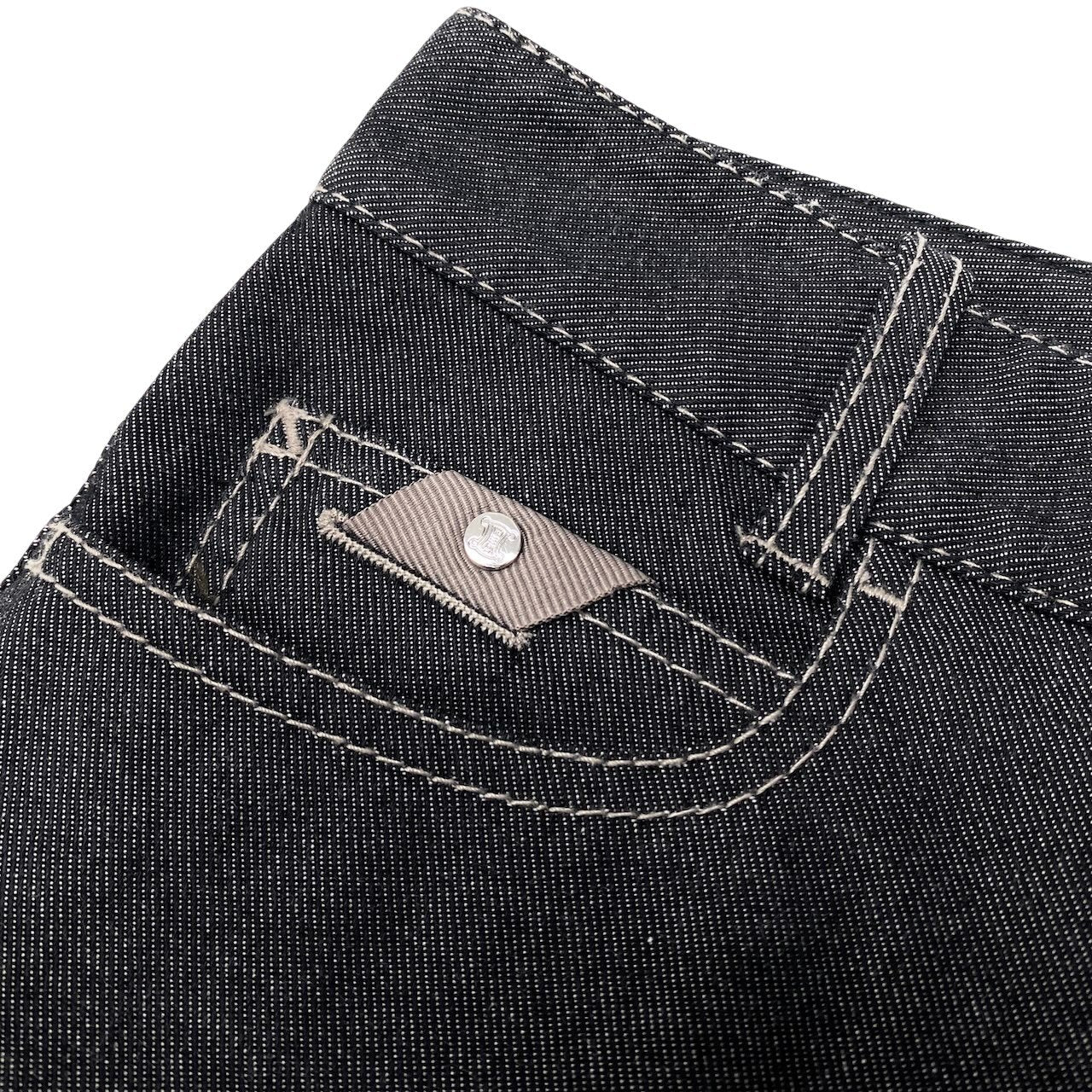 Ig6【極美品】CELINE スキニーデニム 刺繍デザイン パンツ ボトムス 36サイズ グレー系 レディース 女性用u02t