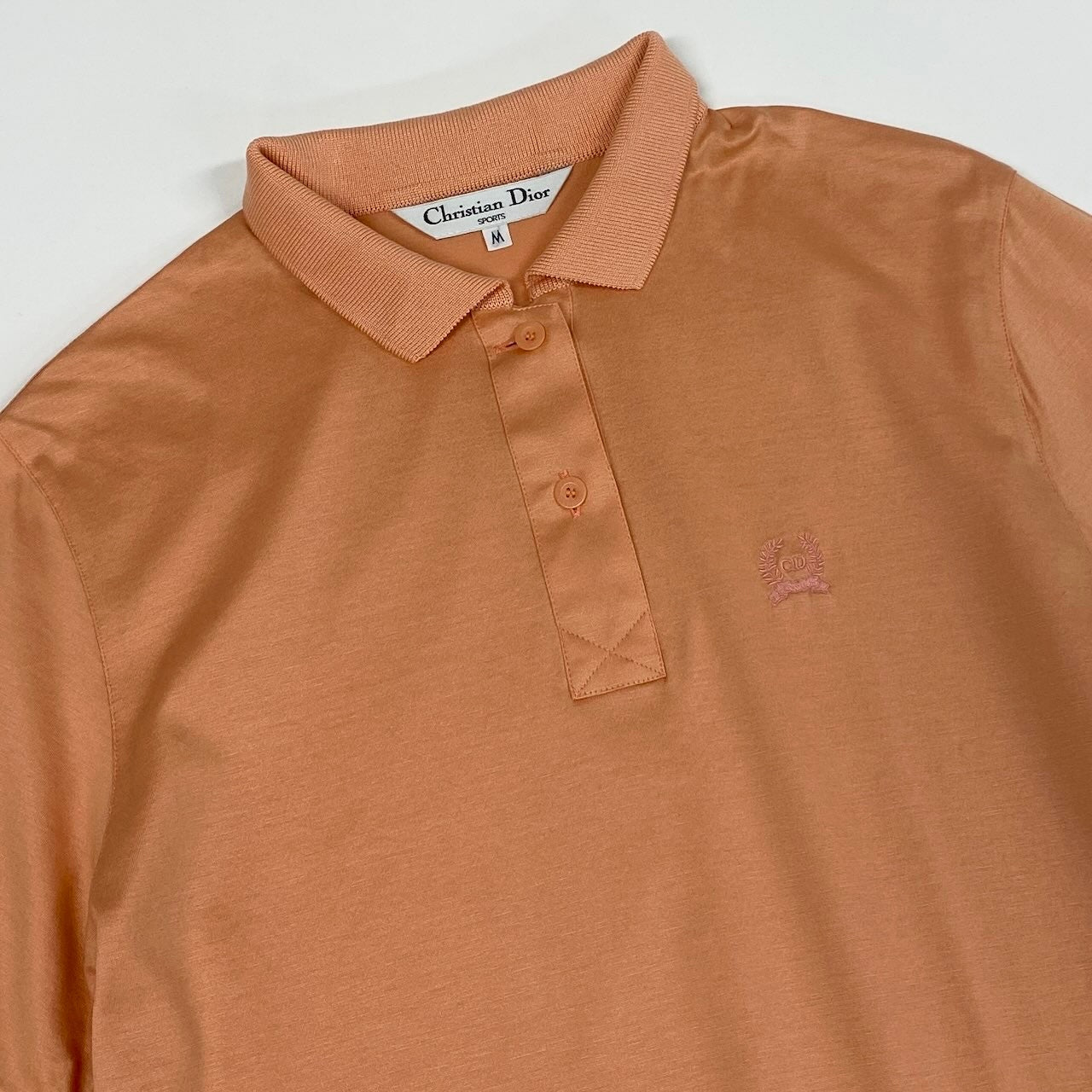Ec27 Christian Dior クリスチャンディオール 半袖ポロシャツ ブランドロゴ刺繍 コットンシャツ トップスカットソー Mサイズ オレンジベージュ コットン100％ レディース 女性用u02t