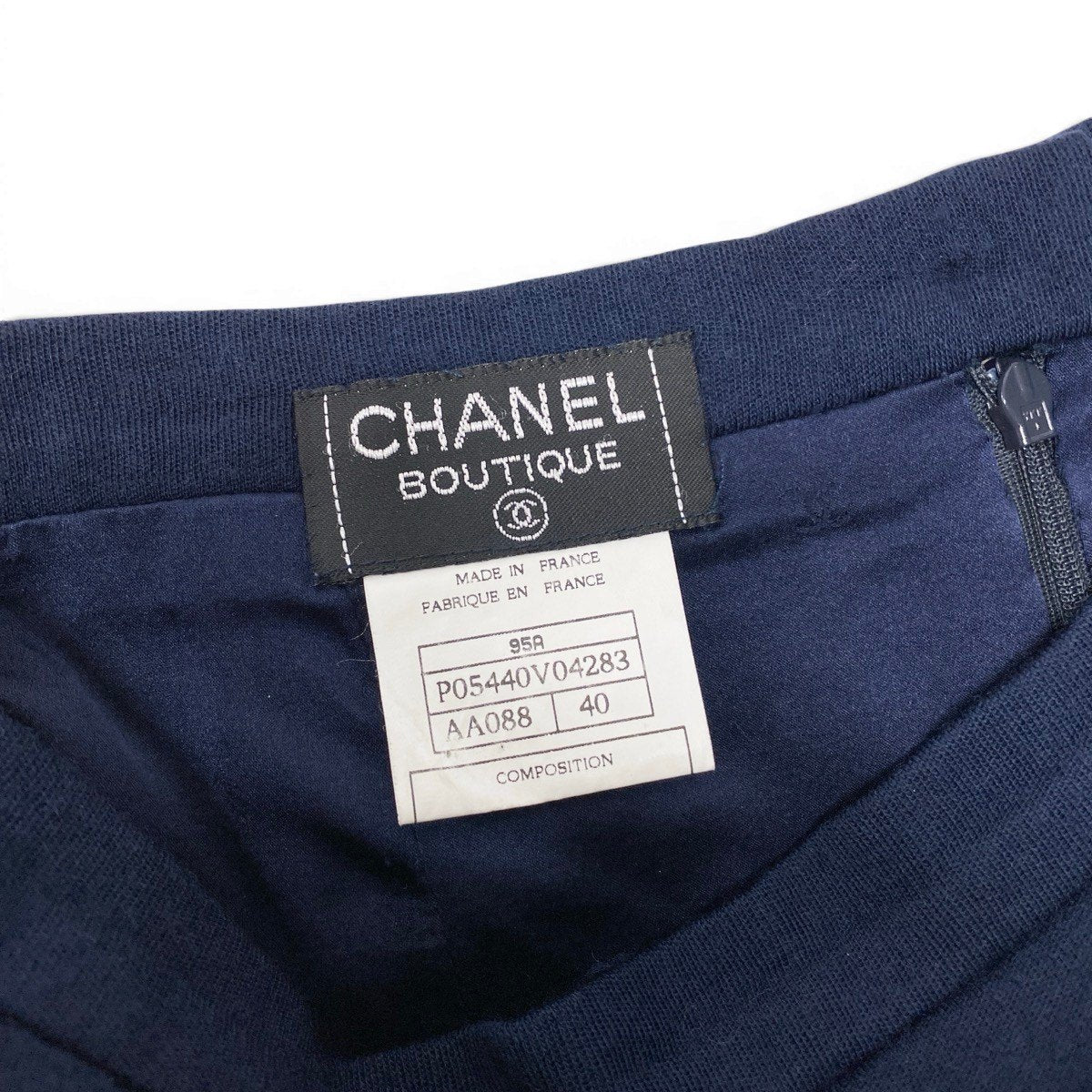 Cg9 CHANEL  BOUTIQUE シャネル 1995年 タイトスカート ココマークボタン サイズ40 ネイビー ウール100％ レディースta2
