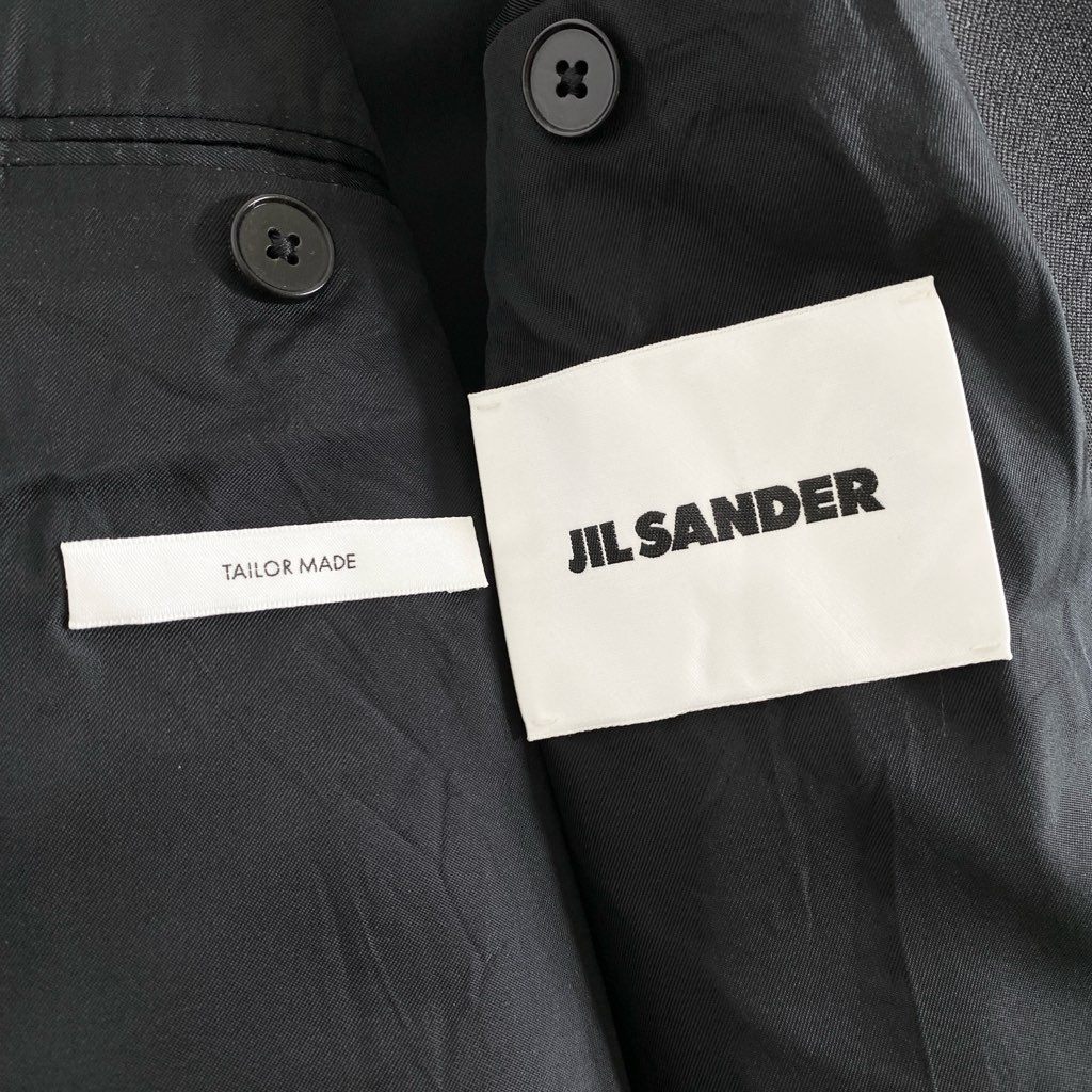 48h13 JIL SANDER ジルサンダー 2021 テーラード ロングコート 特注レザージレ付き レザーベスト レイヤード JSMT135101 MT201000 サイズ44 ブラック メンズ